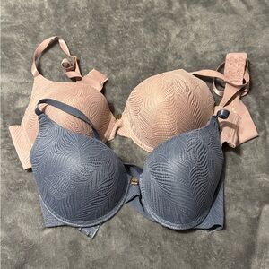 Elegant Lace Bra Set - Pink and Gray
